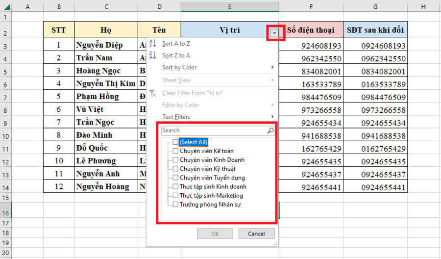 Hướng Dẫn Cách Tạo Bộ Lọc Trong Excel ở Tất Cả Phiên Bản 7216